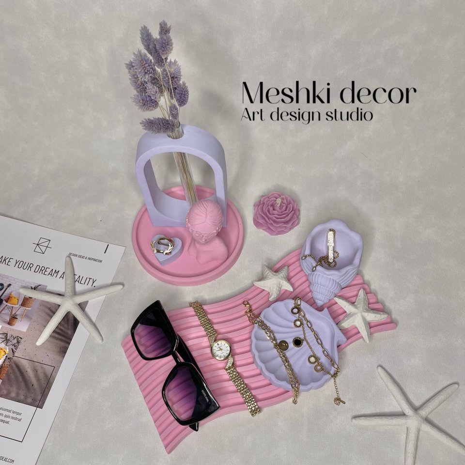 ست جا جواهری دریا صورتی یاسی