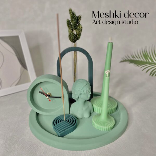 ست دکوراتیو رومیزی سبز تیره روشن مدل ویدا