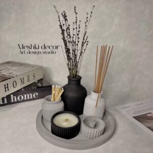 ست کامل دکوری رومیزی مدل مراکشی طوسی مشکی