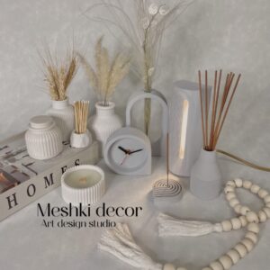 ست لوکس رومیزی دکوری سنگ مصنوعی طوسی سفید