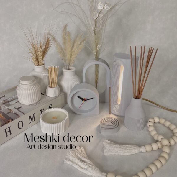 ست لوکس رومیزی دکوری سنگ مصنوعی طوسی سفید