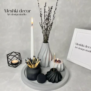 ست دکوری رومیزی طوسی مشکی مدل سرمه