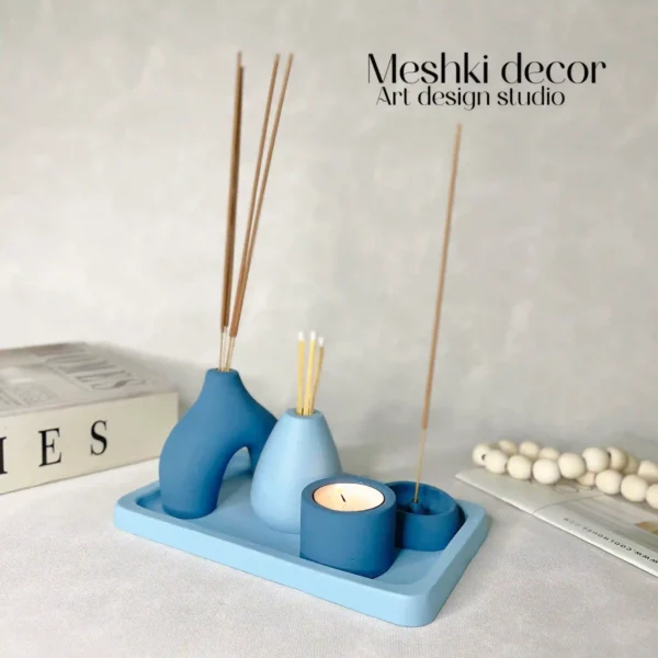 ست دکوراتیو جا عودی و جا شمعی مدل پافیلی