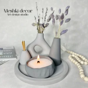 ست رومیزی دکوری طوسی مدل بیتا