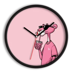 ساعت دیواری و رومیزی فانتزی طرح پلنگ صورتی