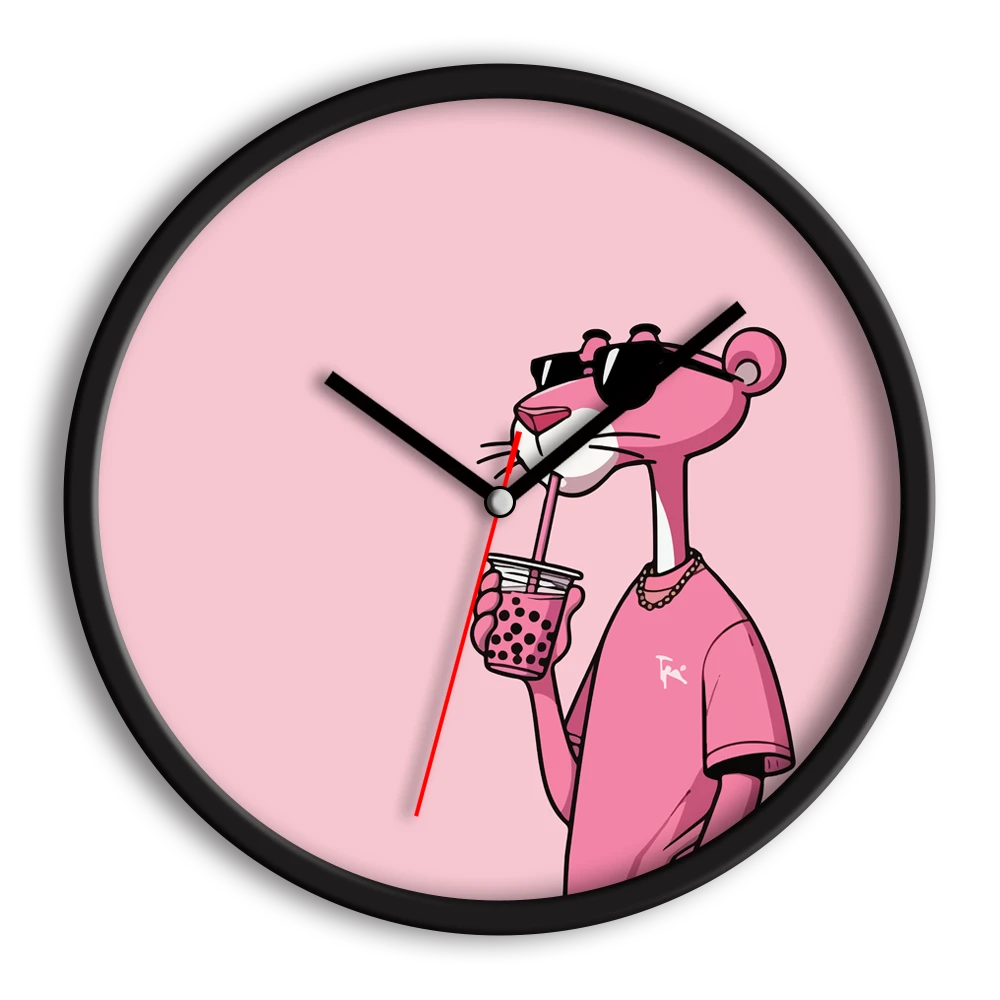 ساعت دیواری و رومیزی فانتزی طرح پلنگ صورتی