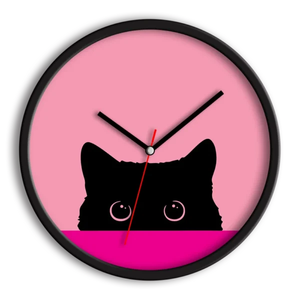 ساعت دیواری و رومیزی صورتی دخترانه طرح گربه