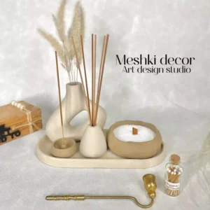 ست دکوراتیو رومیزی کرم قهوه مدل آروان