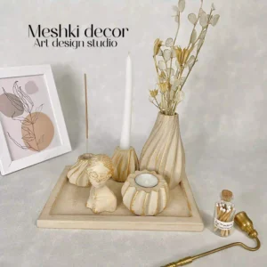 ست دکوراتیو کهنهکاری کرم طلایی مدل پیچ