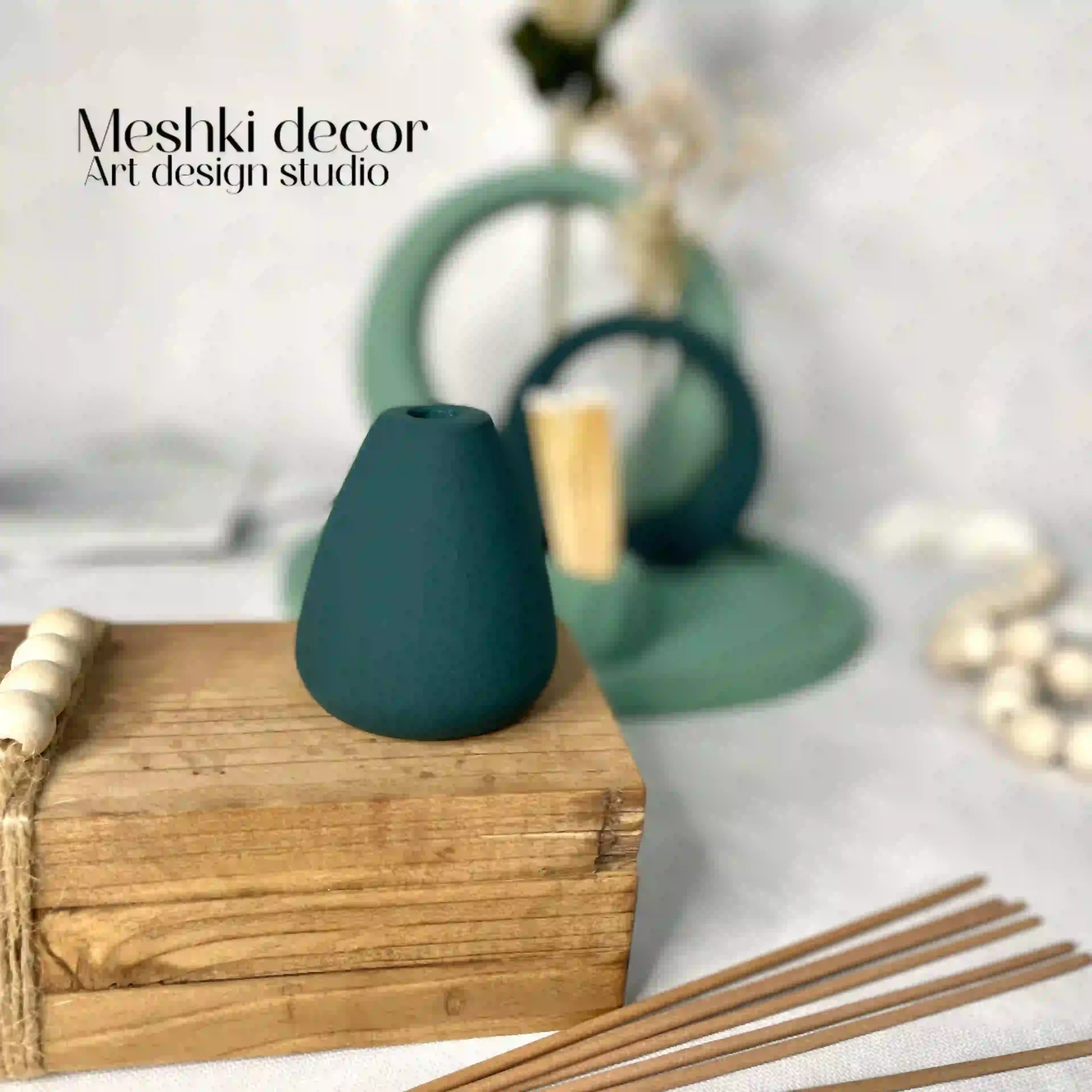 ست دکوراتیو جاعودی سبز مدل سارین