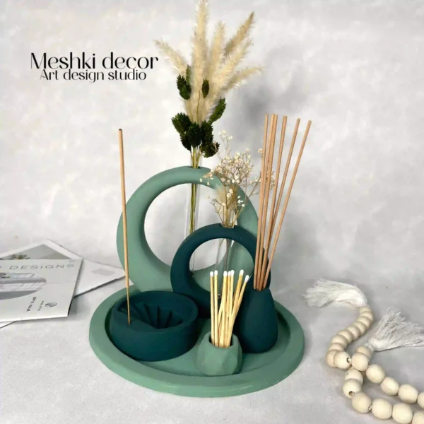 ست دکوراتیو جاعودی سبز مدل سارین