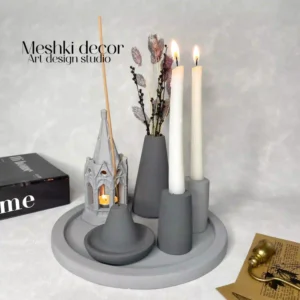 ست جا شمعی و عود سوز دکوری طوسی مدل افرا