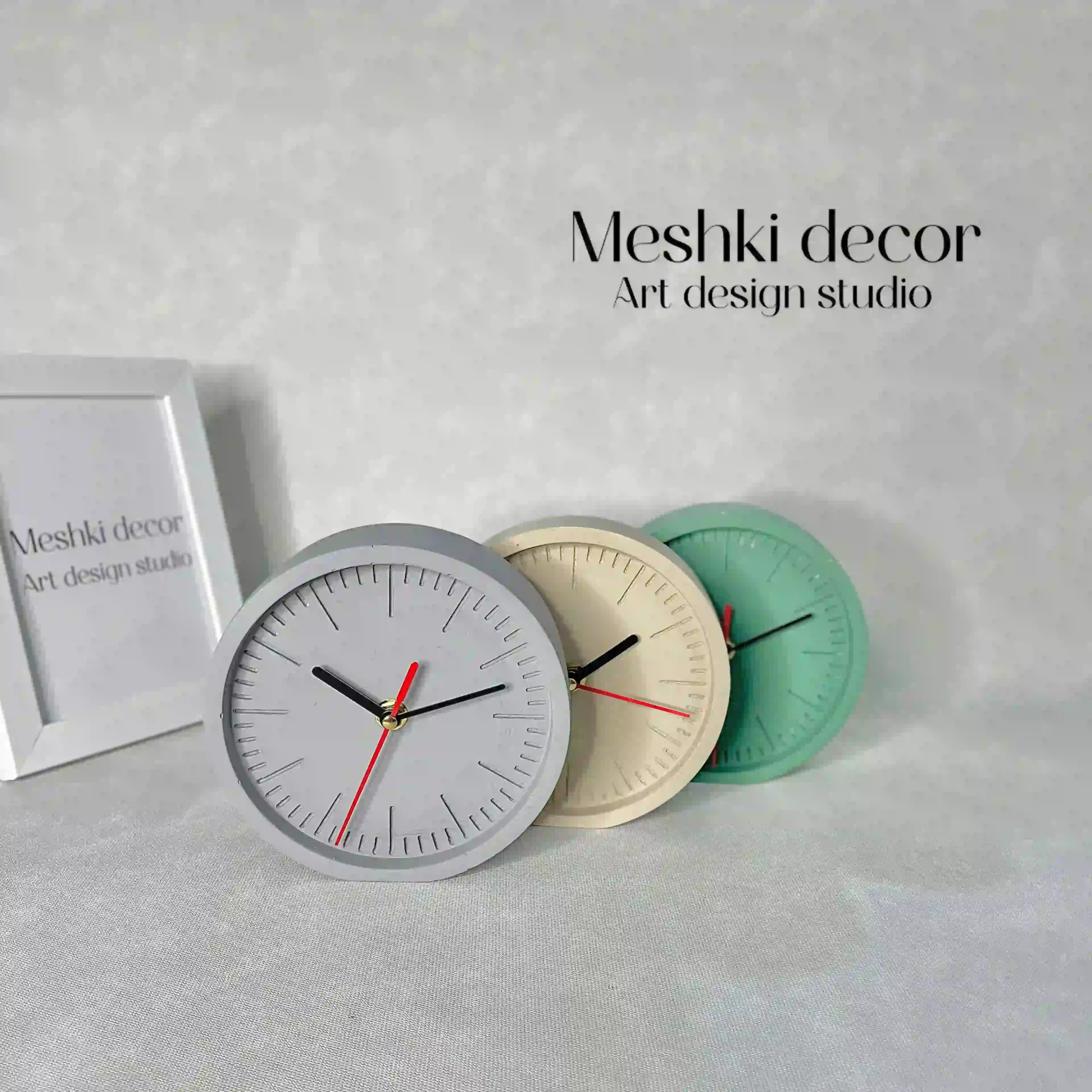 ساعت رومیزی دکوراتیو سنگ مصنوعی قطر ۱۵ سانت