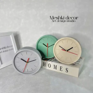 ساعت رومیزی دکوراتیو سنگ مصنوعی قطر ۱۵ سانت  