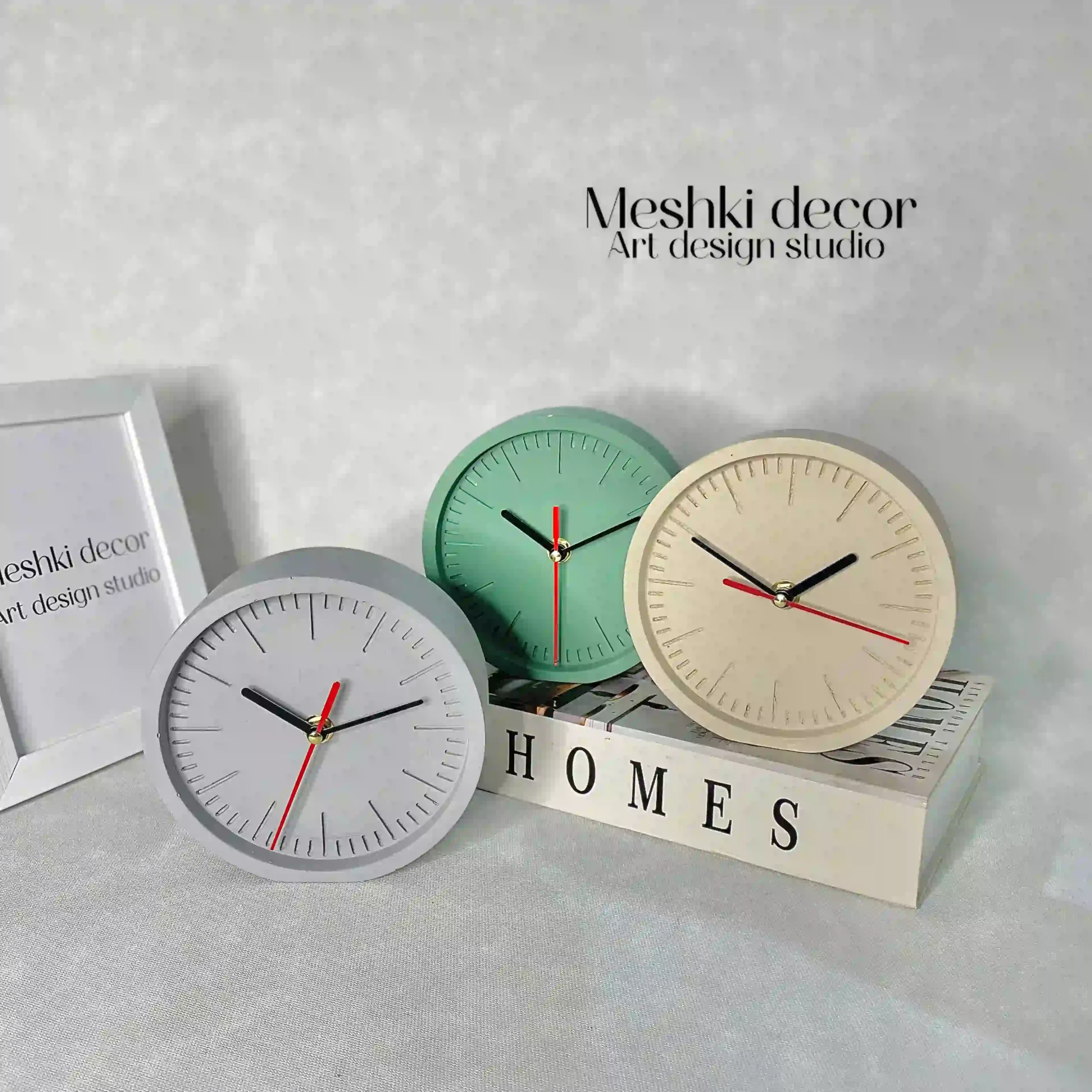 ساعت رومیزی دکوراتیو سنگ مصنوعی قطر ۱۵ سانت