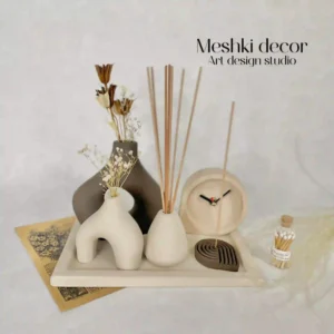 ست رومیزی دکوری کرم قهوه‌ای تیره مدل نیک