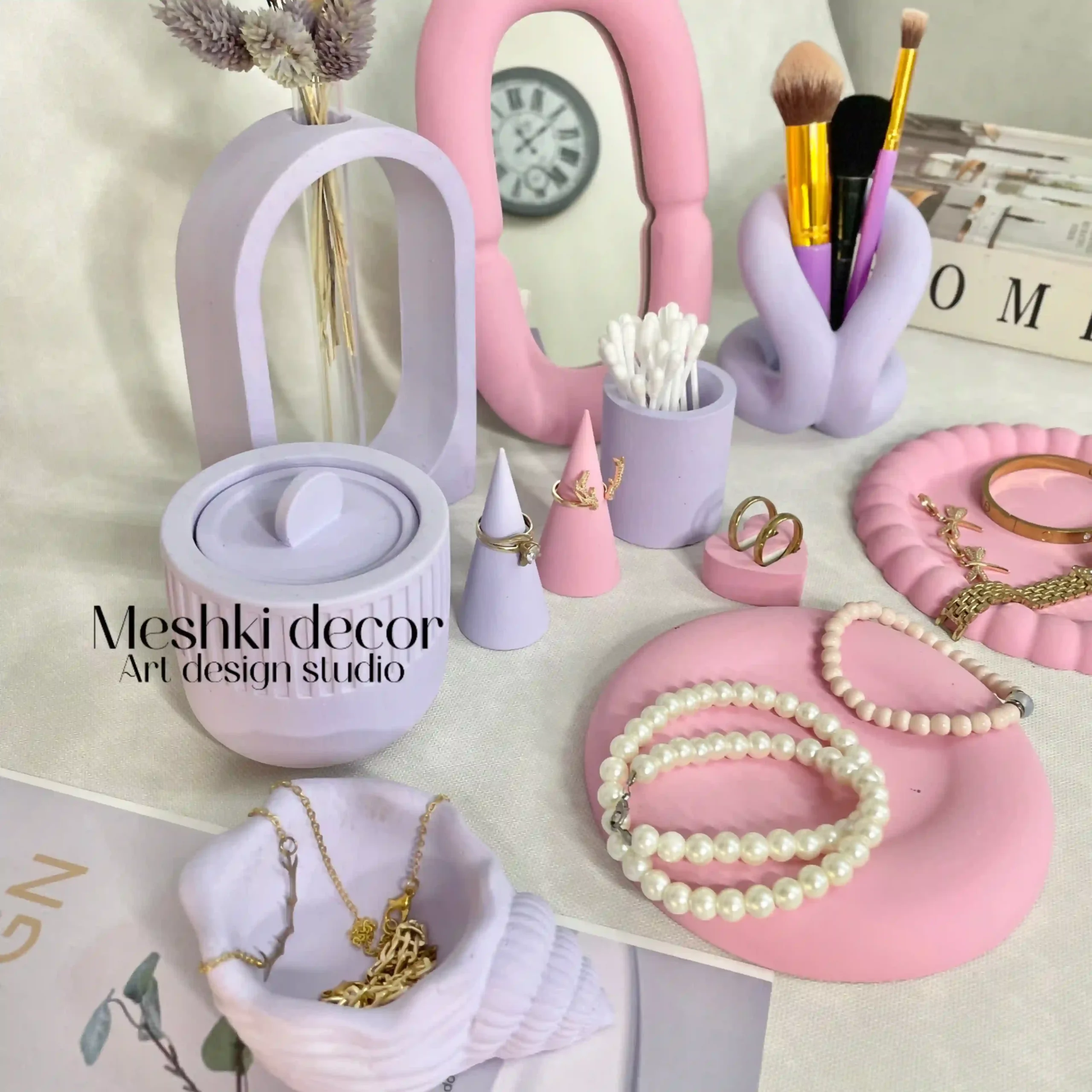 ست جاجواهری پینترستی صورتی یاسی مدل لادورا