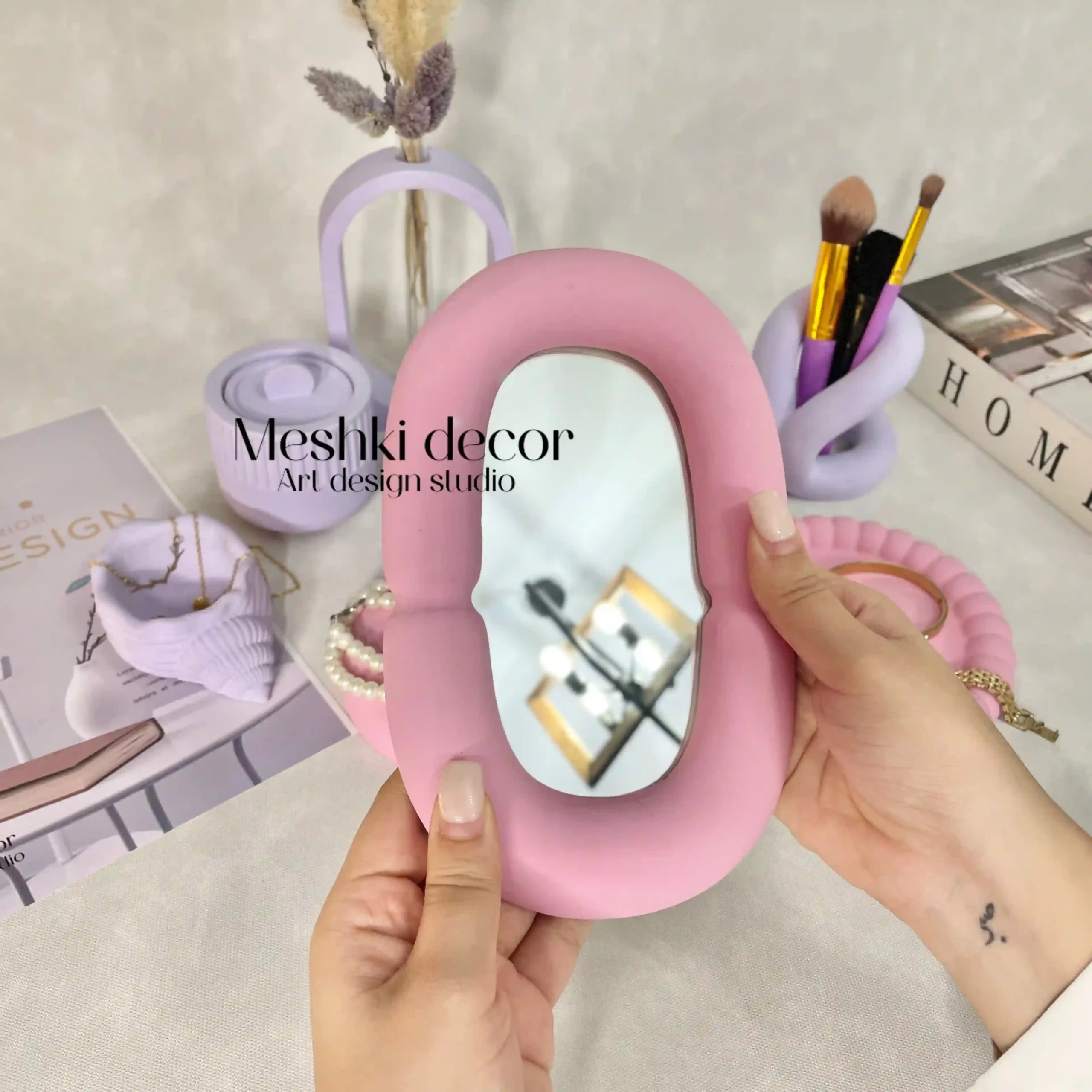 ست جاجواهری پینترستی صورتی یاسی مدل لادورا