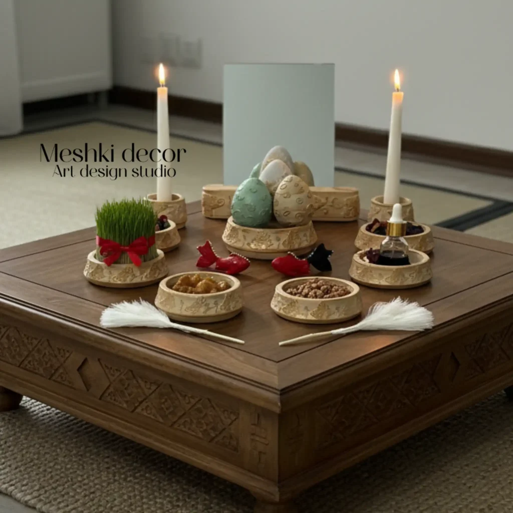 هفت‌سین سنتی مدل گل‌دار  