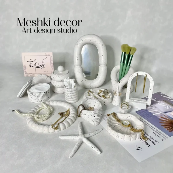 ست رومیزی جا جواهری و جا لوازم آرایشی پینترستی مدل ناز  