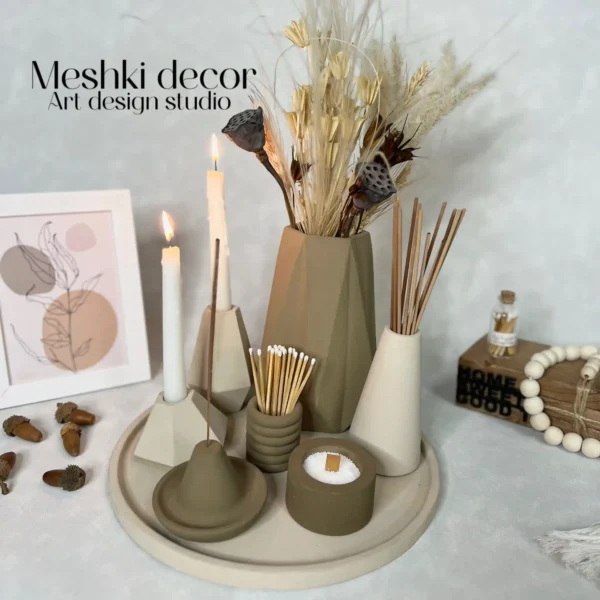 ست دکوری لوکس رومیزی کرم قهوه‌ای مدل رسپینا  