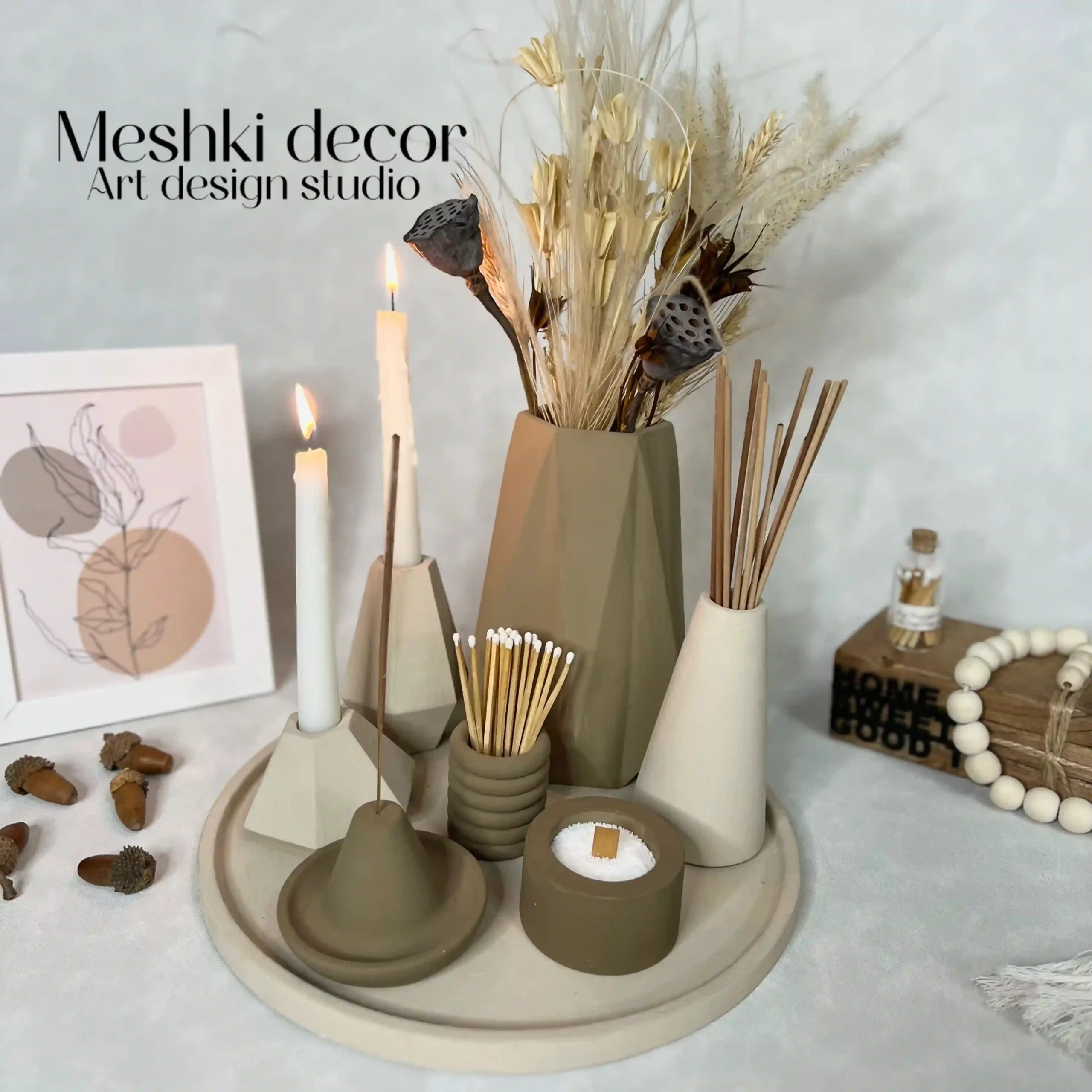 ست دکوری لوکس رومیزی کرم قهوهای مدل رسپینا