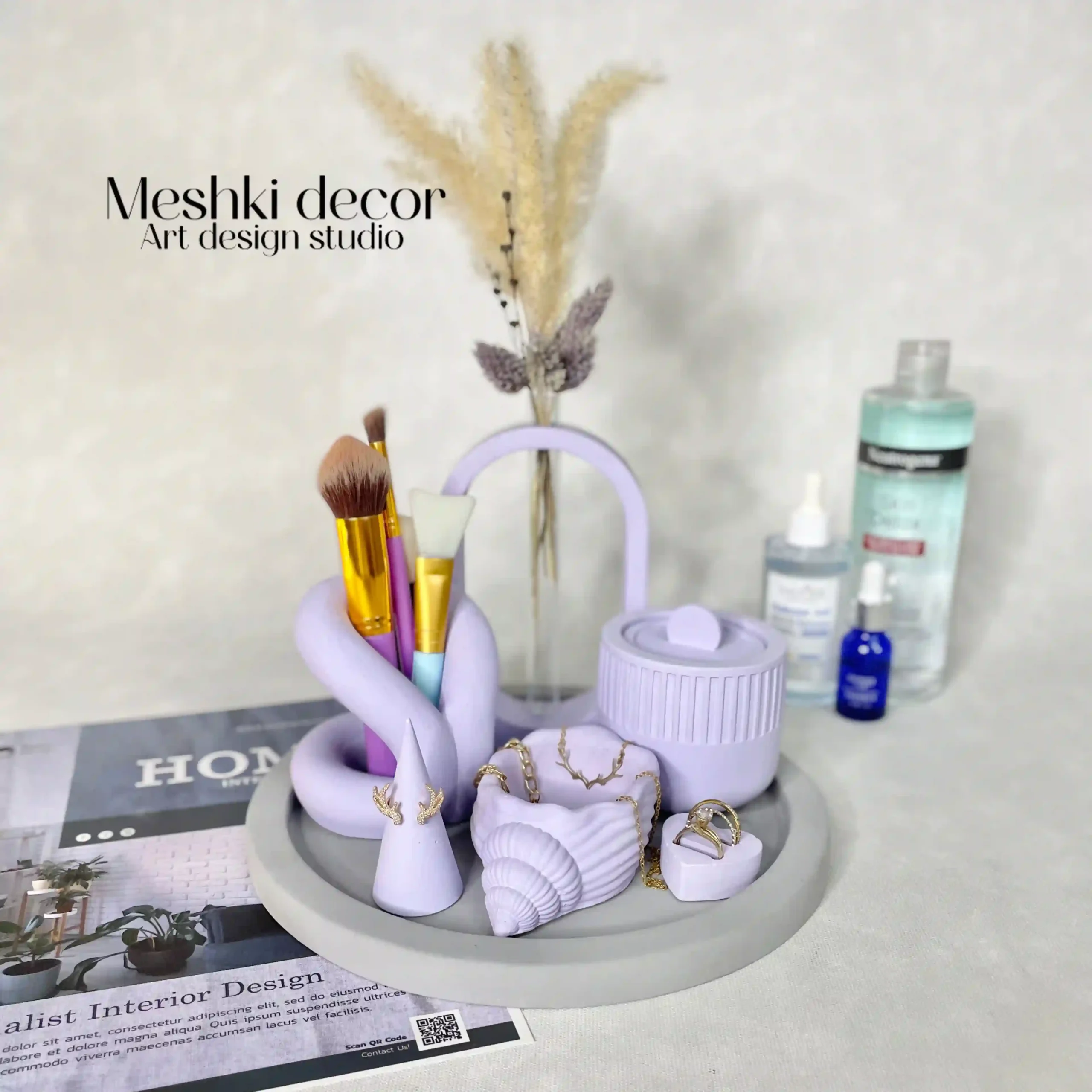 ست رومیزی جا براشی و جا جواهری مدل یاس