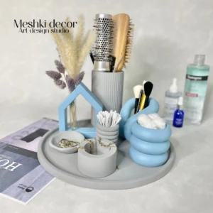 ست جا اکسسوری پینترستی طوسی آبی مدل ژالین