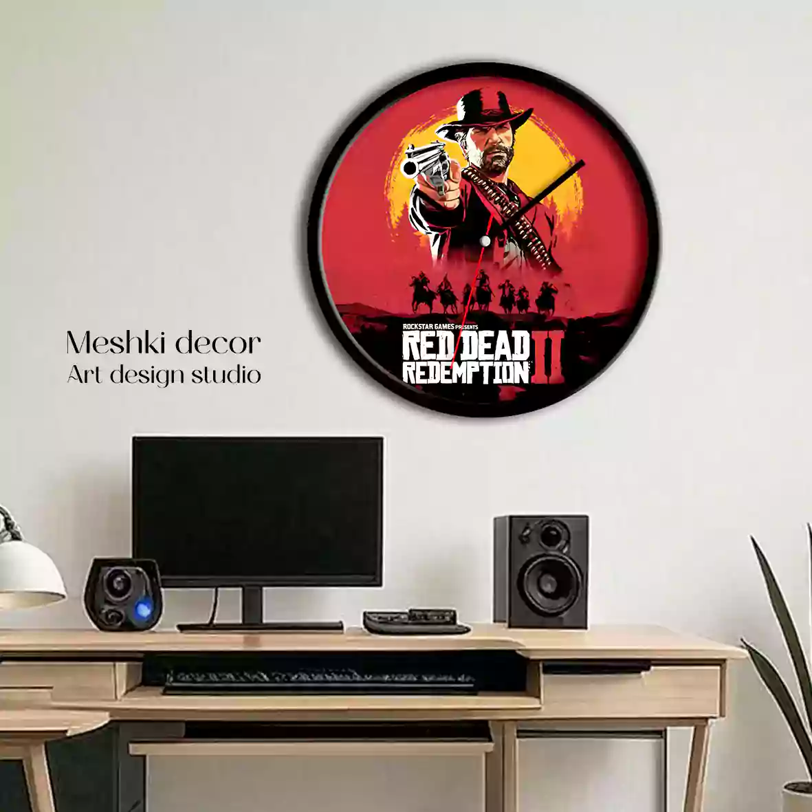ساعت دیواری و رومیزی گیمینگ طرح رد دد (red dead)