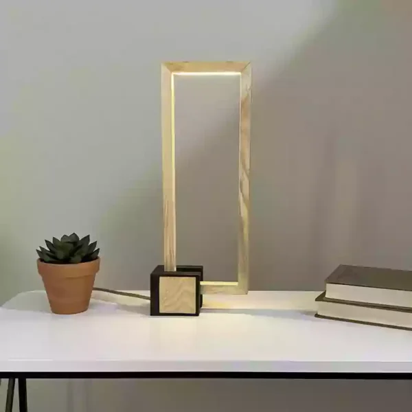 آباژور رومیزی چوبی مدل چهار چوب