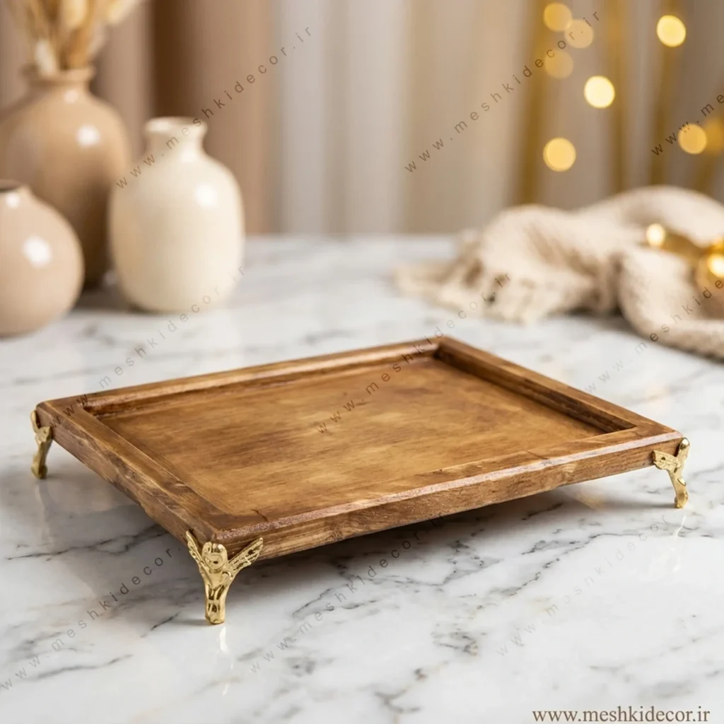 سینی سنگ مصنوعی طرح چوب مدل پایه دار